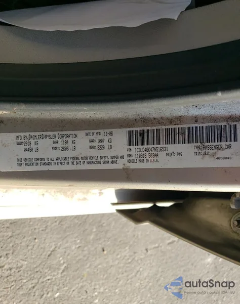 2007 Chrysler Sebring из США, поврежденный, VIN 1C3LC46K47N516531